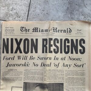 Nixon Resigns. 1974 full news section in The Miami Herald. 36 pages